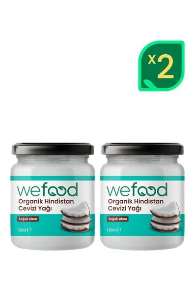 Wefood Organik Hindistan Cevizi Yağı 150 ml 2'li (Soğuk Sıkım)