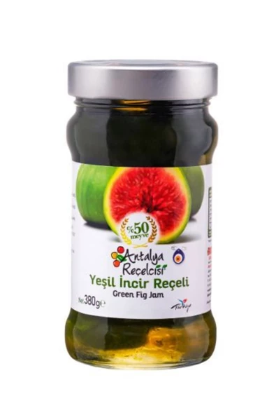 Antalya Reçelcisi Yeşil Incir Reçeli Klasik Seri %50 Meyveli 380gr