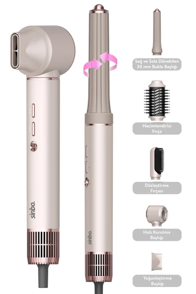 Sinbo SHD-1729 Pro Airwrap Compact Multi-Styler Saç Şekillendirme Seti