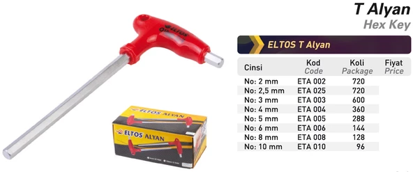 Eltos T Alyan 4 MM T Tipi Allen ETA 004 - Resim 3