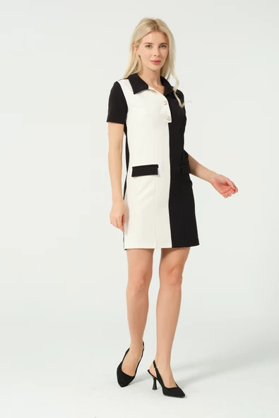 Polo Yaka Mini Elbise - 12