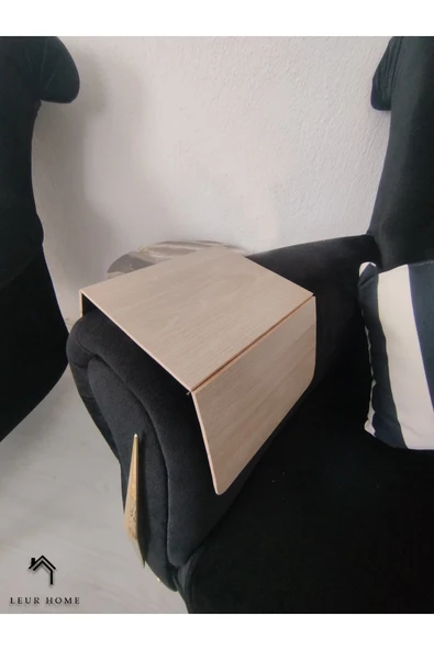 Leur Home Kahve Krem Koltuk Kenarı Katlanabilir Yan Sehpa Amerikan Servisi - 3