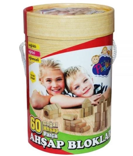 60 Parça Doğal Ahşap Blok Eğitici Zeka Geliştiren Çocuk Oyuncak