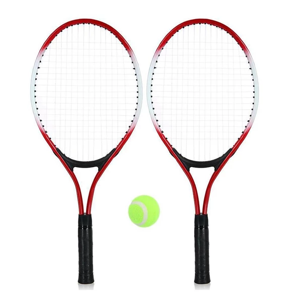 Çantalı 2li Tenis Raketi Seti - Kırmızı - 2