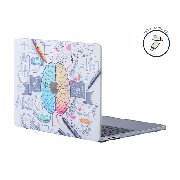 Macbook Air M1 Kılıf 13 inç Beyin Desenli Brain (TouchID'li M1 Air) A2337 A2179 A1932 ile Uyumlu - 5
