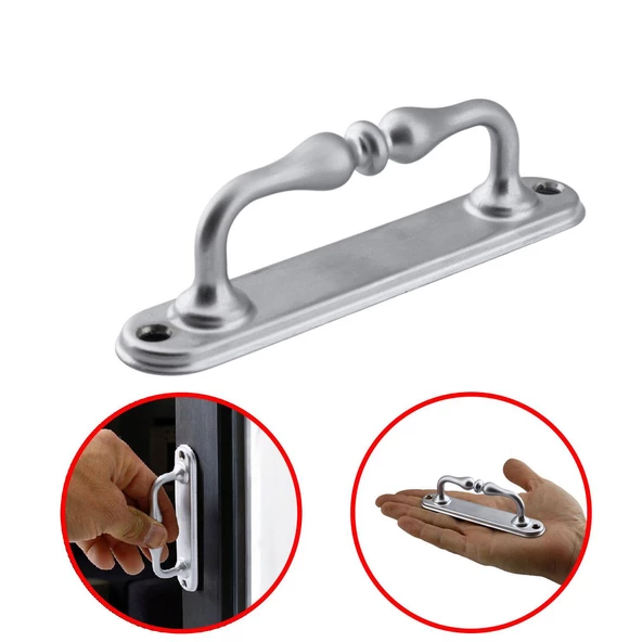 Çekme Kolu Sürgülü Kapı Tutma Kulpu Kulbu Tutamağı Küçük Kıvrık Kol Mat Krom Renk 12 Cm İki Vidalı