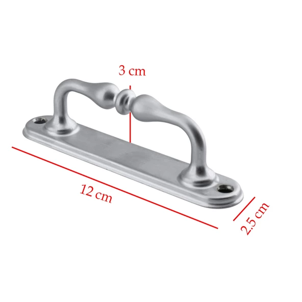 Çekme Kolu Sürgülü Kapı Tutma Kulpu Kulbu Tutamağı Küçük Kıvrık Kol Mat Krom Renk 12 Cm İki Vidalı - 3