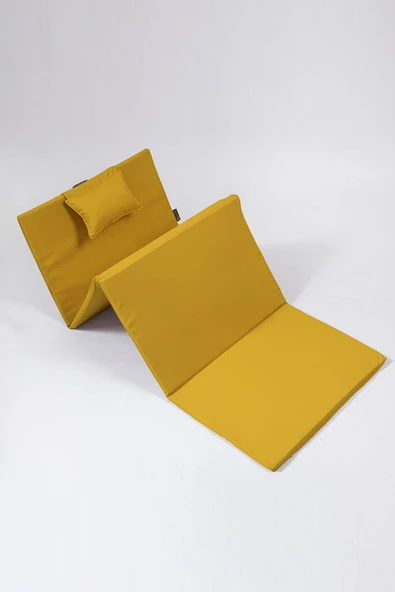 Katlanır Taşınabilir Çanta Şezlong Minderi, Yastıklı Sarı - 4