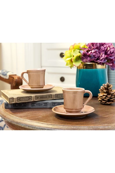 Madame Coco Beaute 2 Kişilik Kahve Fincanı Takımı - Pudra - 100 Ml ürün görseli 1