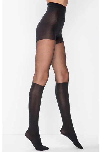 PENTİ ÇİZME ÇORABI 20 DEN KÜLOTLU ÇORAP SİYAH S - Resim 2