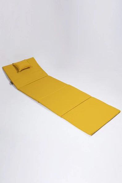 Katlanır Taşınabilir Çanta Şezlong Minderi, Yastıklı Sarı - 3