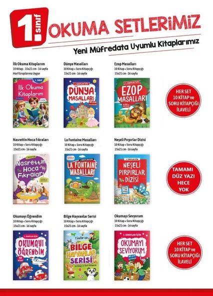 Ema 1. Sınıf Hikaye Seti 9 Kutu 90 Kitap