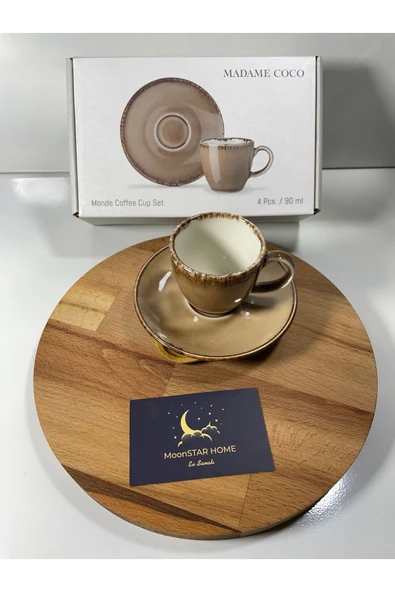 Madame Coco Monde 2 Kişilik Kahve Fincanı Takımı - Pudra - 90 Ml - Resim 3