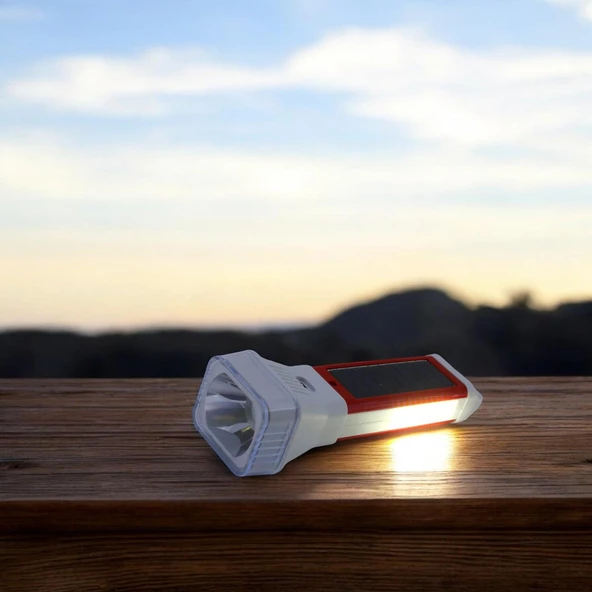 Güneş Enerjili Şarjlı Solar 5 Işık Modu Led El Feneri Usb Şarj Kamp Avcı Lambası Gece Lamba - 2