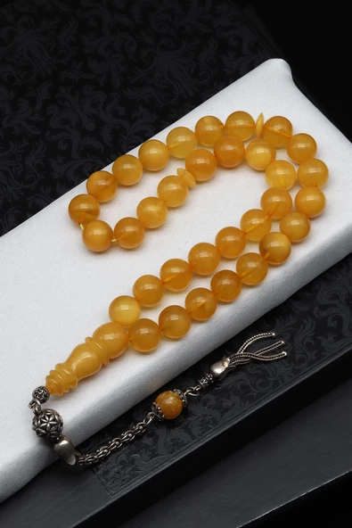 Damla Kehribar Küre Kesim Tesbih Litvanya Sertifikalı