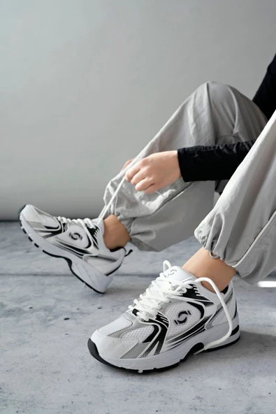 Muggo MOJEH Kadın Ortopedik Günlük Garantili Bağcıklı Yürüyüş Koşu Sneaker Spor Ayakkabı - 2