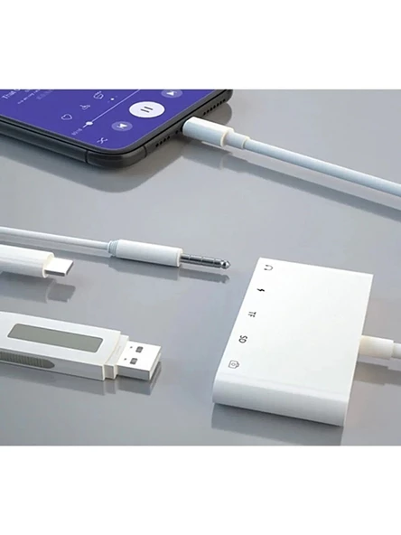 Apple iPad 5'i 1 Arada Lightning to USB TF Okuyucu, Lightning to USB Lightning Kamera adaptörü 3.5mm - 4