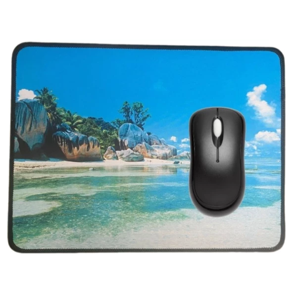 Mouse Pad Kaymaz Taban Pürüzsüz üst Yüzey 25cmx32cm Küçük Boy Deniz Manzaralı Mouse Matı - 3