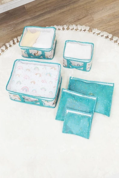 Baby 6 Lı Seyahat Seti Hurcu Bavul Düzenleyici Mavi - 2