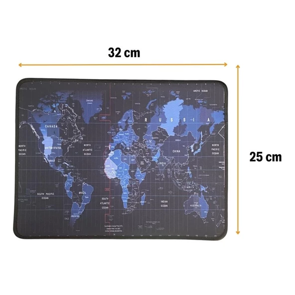 Mouse Pad Kaymaz Taban Pürüzsüz üst Yüzey 25cmx32cm Küçük Boy Dünya Haritası Mouse Matı - 5