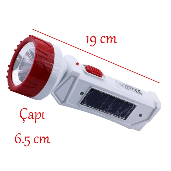 Güneş Enerjili Şarjlı Solar 2 Ledli El Feneri Usb Şarj Kamp Avcı Lambası Gece Lamba - 3