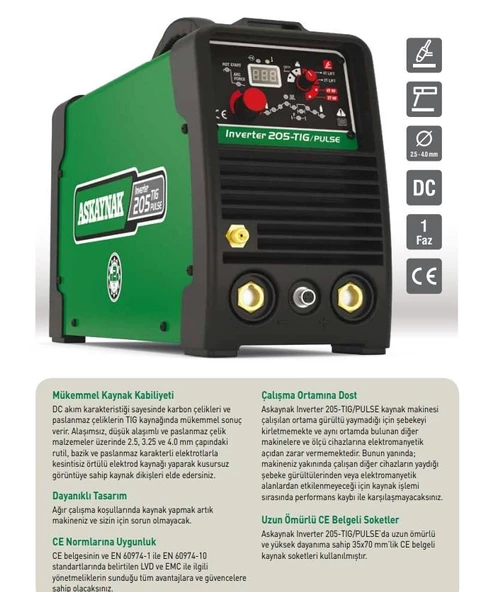 Askaynak Inverter 205 Tig Pulse Argon TIG Kaynak Makinesi - 2