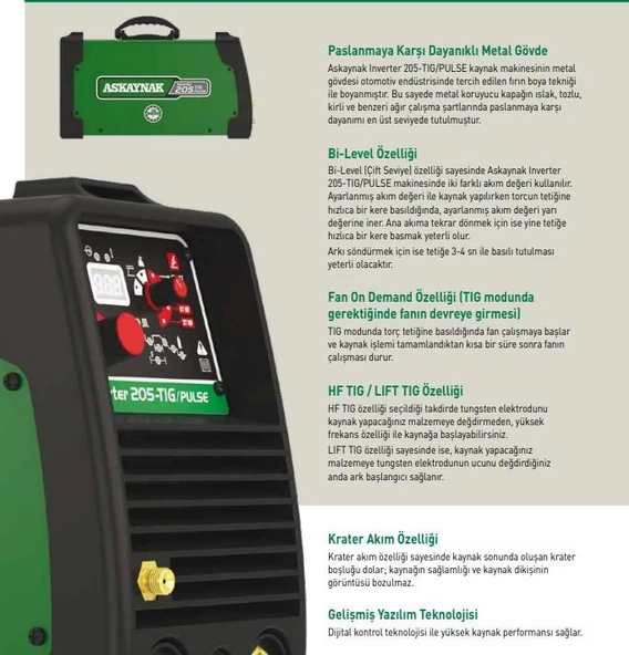 Askaynak Inverter 205 Tig Pulse Argon TIG Kaynak Makinesi - 3
