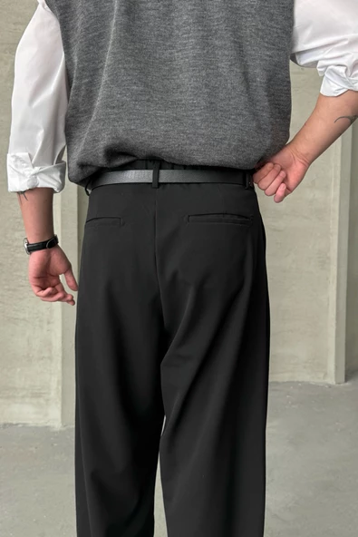 Erkek Pileli Ekstra Baggy Kalıp Kumaş Pantolon - 23