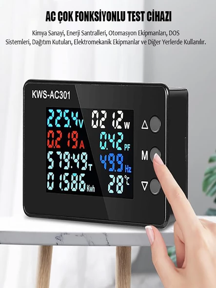 KWS-AC301 Dijital Voltmetre Akım Ölçer 50‑300V,0‑20A - 3