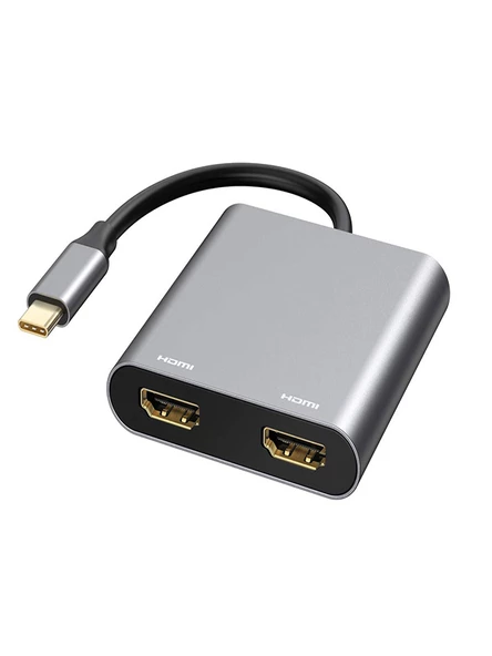 PC Macbook Ekran Genişletici Çift HDMI VGA USB 3.0 4K 60Hz USB C Hub Ekran Çift Monitör Genişletici - 2