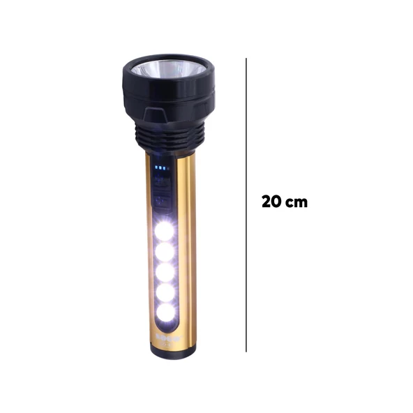 Şarjlı El Feneri Led Işıldak Kamp Lambası Gece Aydınlatma 5 W + 3 W Beyaz Işık 1800 mAh - 3