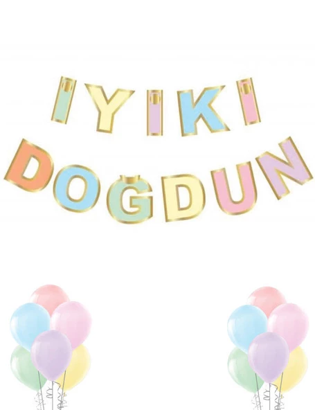 İyi Ki Doğdun Gold Varak Baskılı Banner 200x17 cm