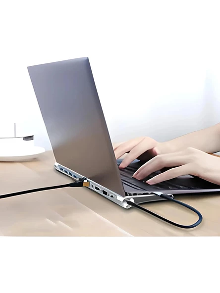 11in1 Çoklayıcı Type-C 3.1 To 4K Hdmi Vga Usb-C Ethernet USB Çoklayıcı SD Kart Okuyucu Çevirici Hub - 6