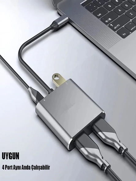 PC Macbook Ekran Genişletici Çift HDMI VGA USB 3.0 4K 60Hz USB C Hub Ekran Çift Monitör Genişletici - 3