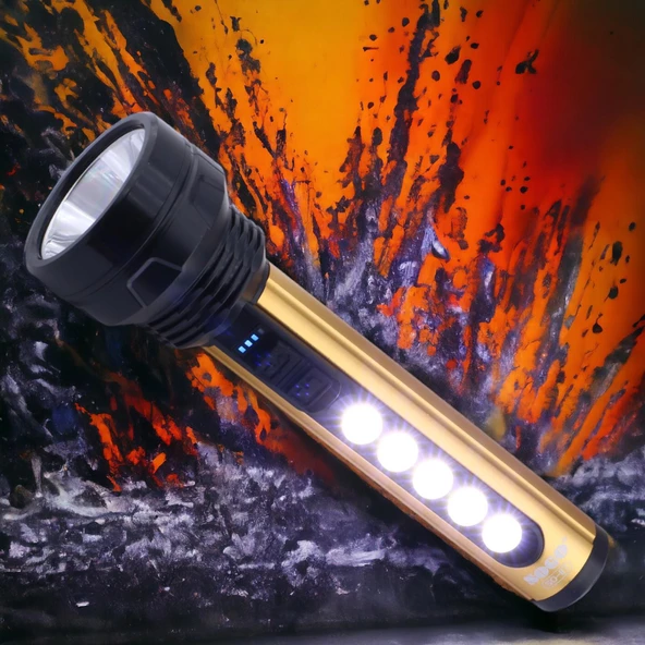 Şarjlı El Feneri Led Işıldak Kamp Lambası Gece Aydınlatma 5 W + 3 W Beyaz Işık 1800 mAh - 2