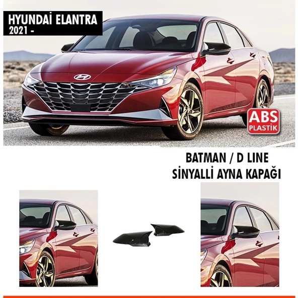 Elantra Batman Ayna Kapağı Piano Black / 2021- Sinyalli