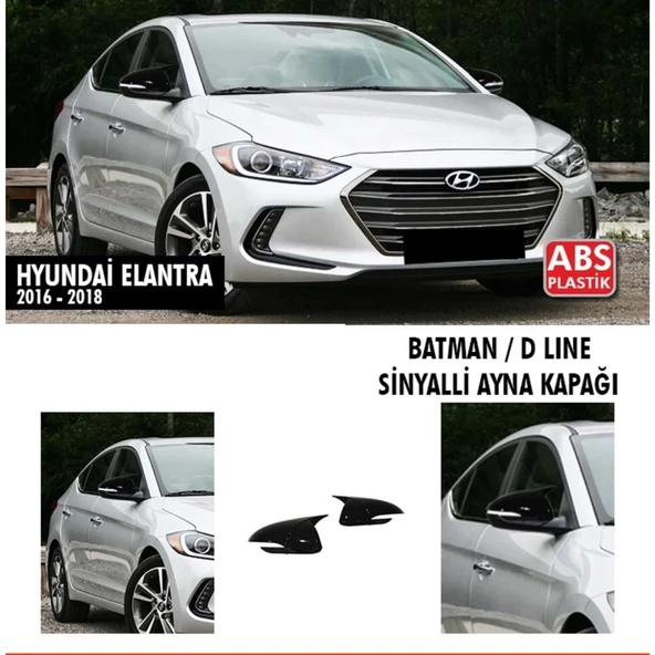 Elantra Batman Ayna Kapağı Piano Black Sinyalli / 2016 - 2018 - 1