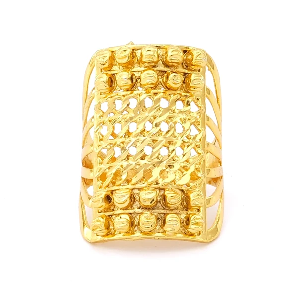 Çelik Yüzük Kadın Altın Kaplama Desenli Kaburga Model YZK-493 ürün görseli