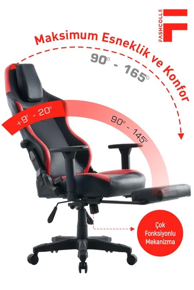 Fashcolle Globe Pro Black-Red Oyuncu Koltuğu - 5