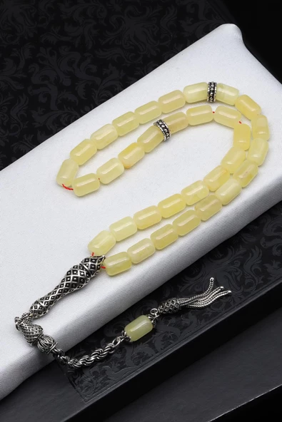 Damla Kehribar Silindir Kesim Tesbih Litvanya Sertifikalı