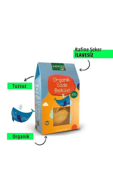 Kids Organik Sade Bisküvi 50 gr (Tereyağlı)