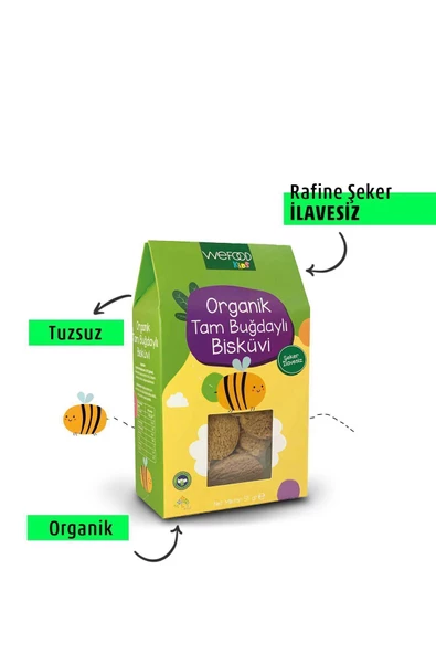 ( 1 ADET ) Wefood Kids Organik Tam Buğdaylı Bisküvi 55 gr - 2