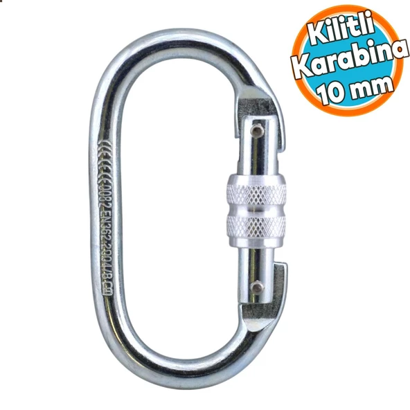 Oval Kilitli Karabina 10 mm Kanca Paslanmaz Çelik Kilit Tırmanma Kamp Ekipman Tırmanış İp Askı Kilid