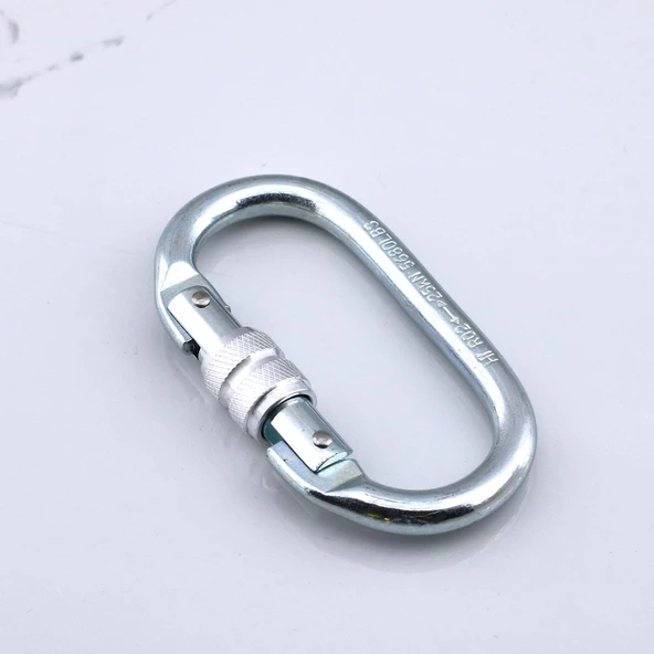 Oval Kilitli Karabina 10 mm Kanca Paslanmaz Çelik Kilit Tırmanma Kamp Ekipman Tırmanış İp Askı Kilid - 4
