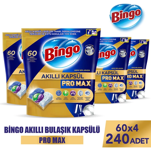 Bingo Akıllı Kapsül Pro Max Bulaşık Makinesi Deterjanı Tableti 240'lı