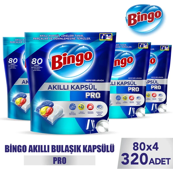 Bingo Akıllı Kapsül Pro Bulaşık Makinesi Deterjanı Tableti 320 Adet