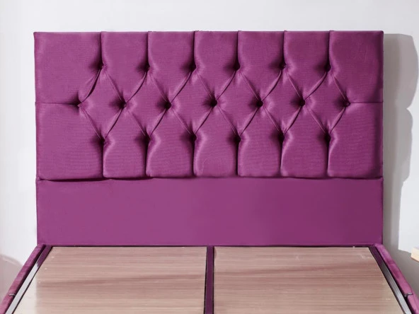 Niron Purple Baza ve Başlık Seti 120x200 cm Tek Kişilik Sandıklı Mor Kumaş Baza ve Başlığı - Resim 7