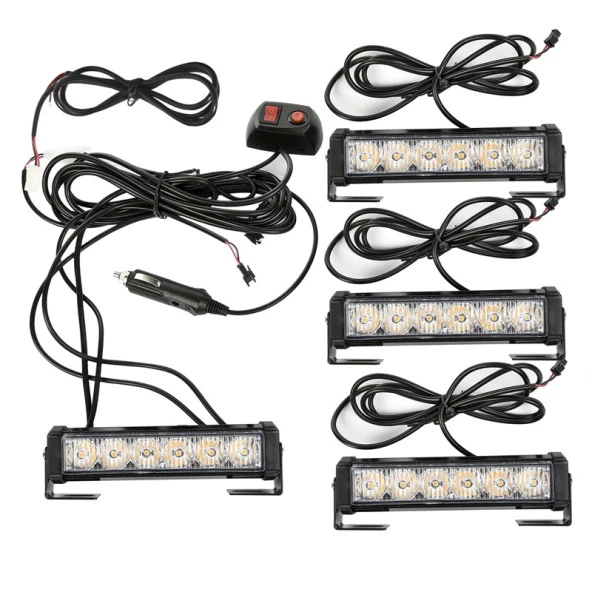 Power Ledli 4'lü Sarı-Beyaz Çakar Lamba 12-24V ürün görseli 1