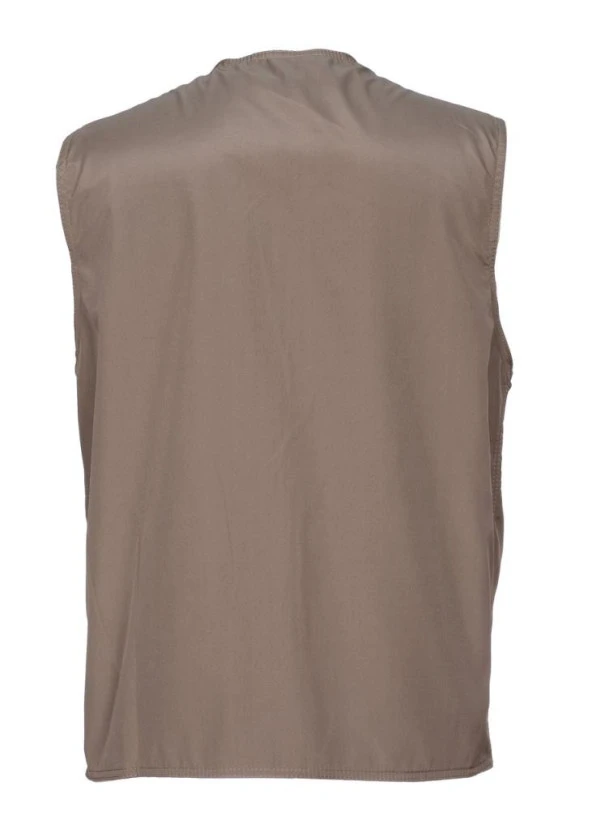 Yazlık Kumaş Yelek Çok Cepli Kahve Renk - 12