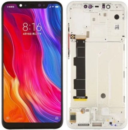 Xiaomi Mi 8 Uyumlu Çıtalı A Kalite Lcd Ekran Dokunmatik Beyaz